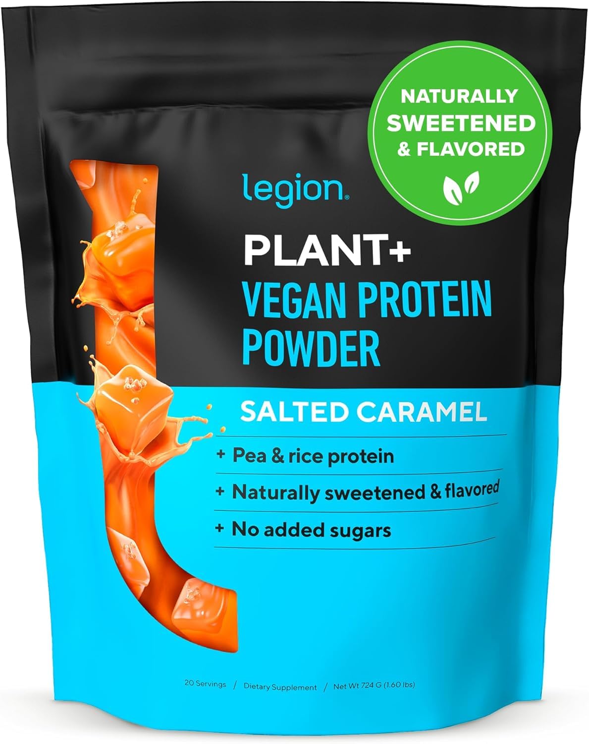 LEGION Plant+ Vegan Protein Powder, Chocolate - Rice and Pea, Plant Based Protein Blend. Gluten Free, GMO Free, Naturally Sweetened and Flavored, 20 Servings, (Chocolate)
