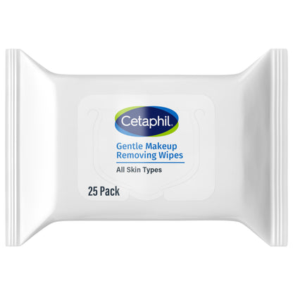 Cetaphil Gentle Makeup Remover Face Wipes, Fragrance Free, 25 Count Cetaphil