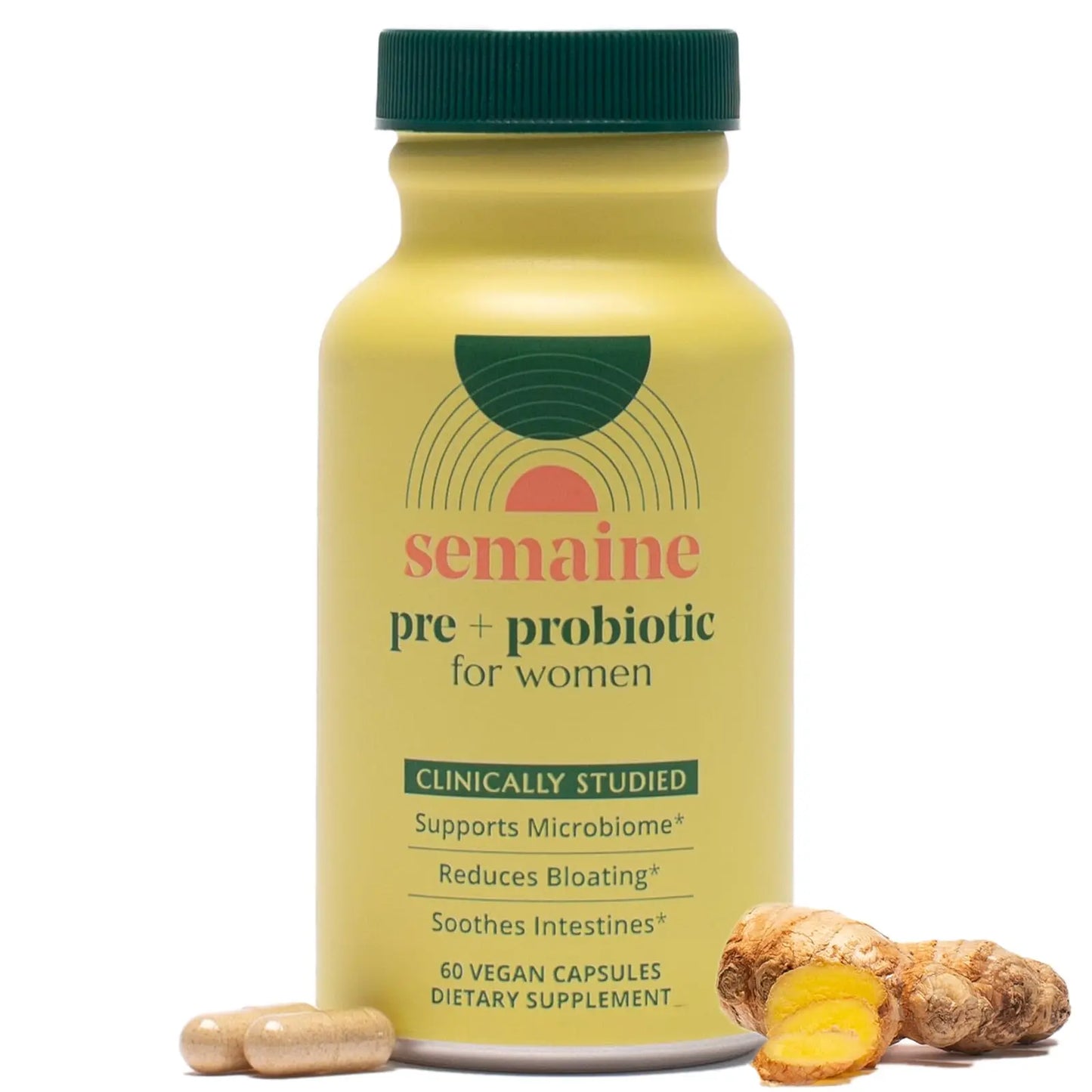 Semaine Super Powered Prebiotic + Probiotic for Women, Effective 3-in-1 Multi-Action Formula to Nourish Gut Health, Soothe IBS, Support Bloat Relief Semaine