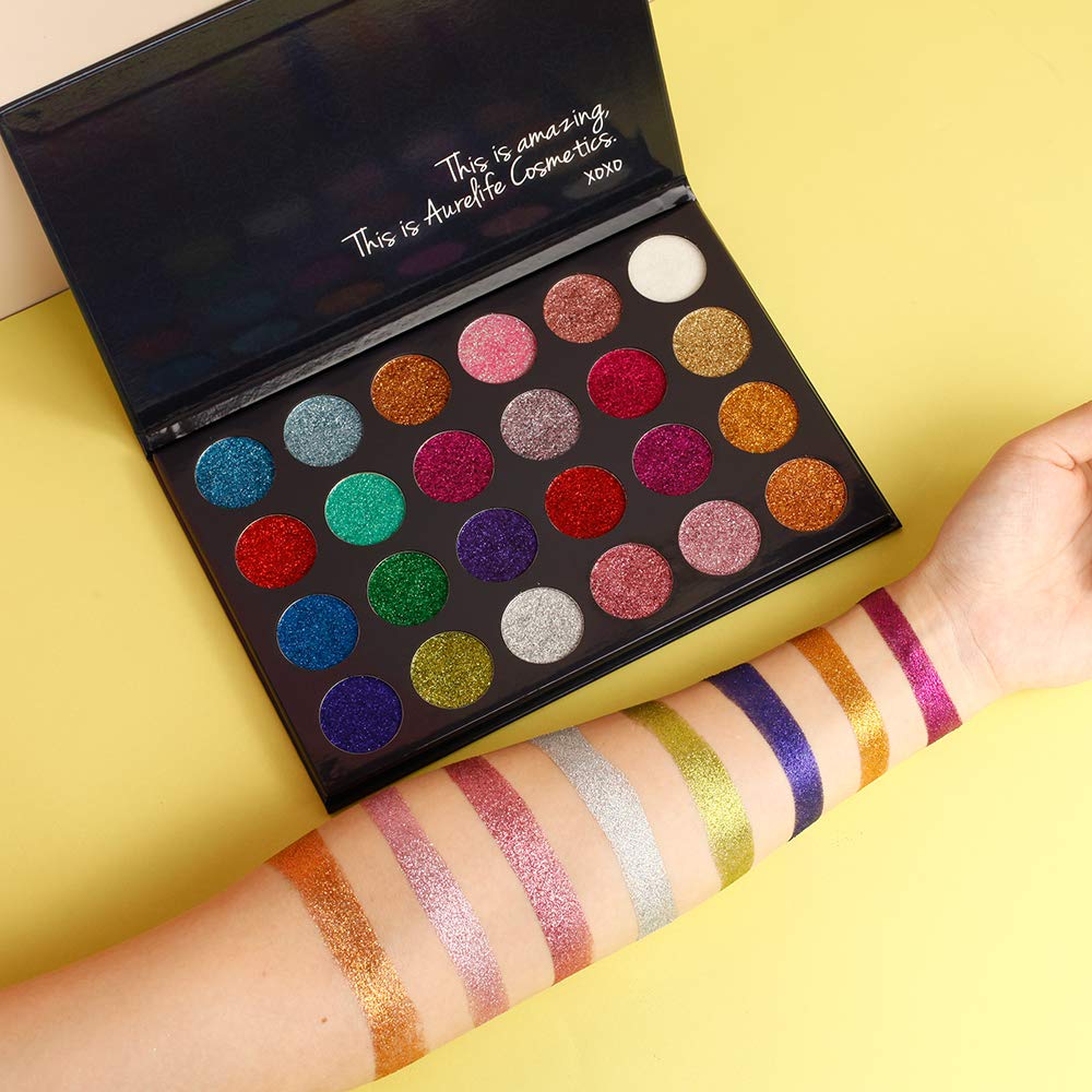 Aolailiya 24 Color Pressed Glitter Eyeshadow Palette - Mineral Ultra Shimmer Makeup Palette Eye Shadow Powder Long Lasting Waterproof Aolailiya