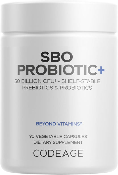 Codeage SBO Probiotics, 50 Billion CFUs Per Serving, Multi Strain Soil Based Organisms Blend and Organic Fermented Botanical Blend, Shelf-Stable, 90 Capsules