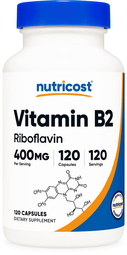 Nutricost Vitamin B2 (Riboflavin) 400mg, 120 Capsules - Gluten Free, Non-GMO Nutricost