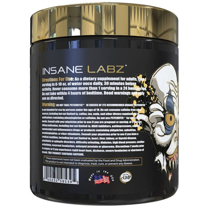 Insane Labz Psychotic Gold, High Stimulant Pre Workout Powder, Extreme Lasting Energy Focus, Pumps and Endurance with Beta Alanine, DMAE Bitartrate, NO Booster (35 Servings, Watermelon)