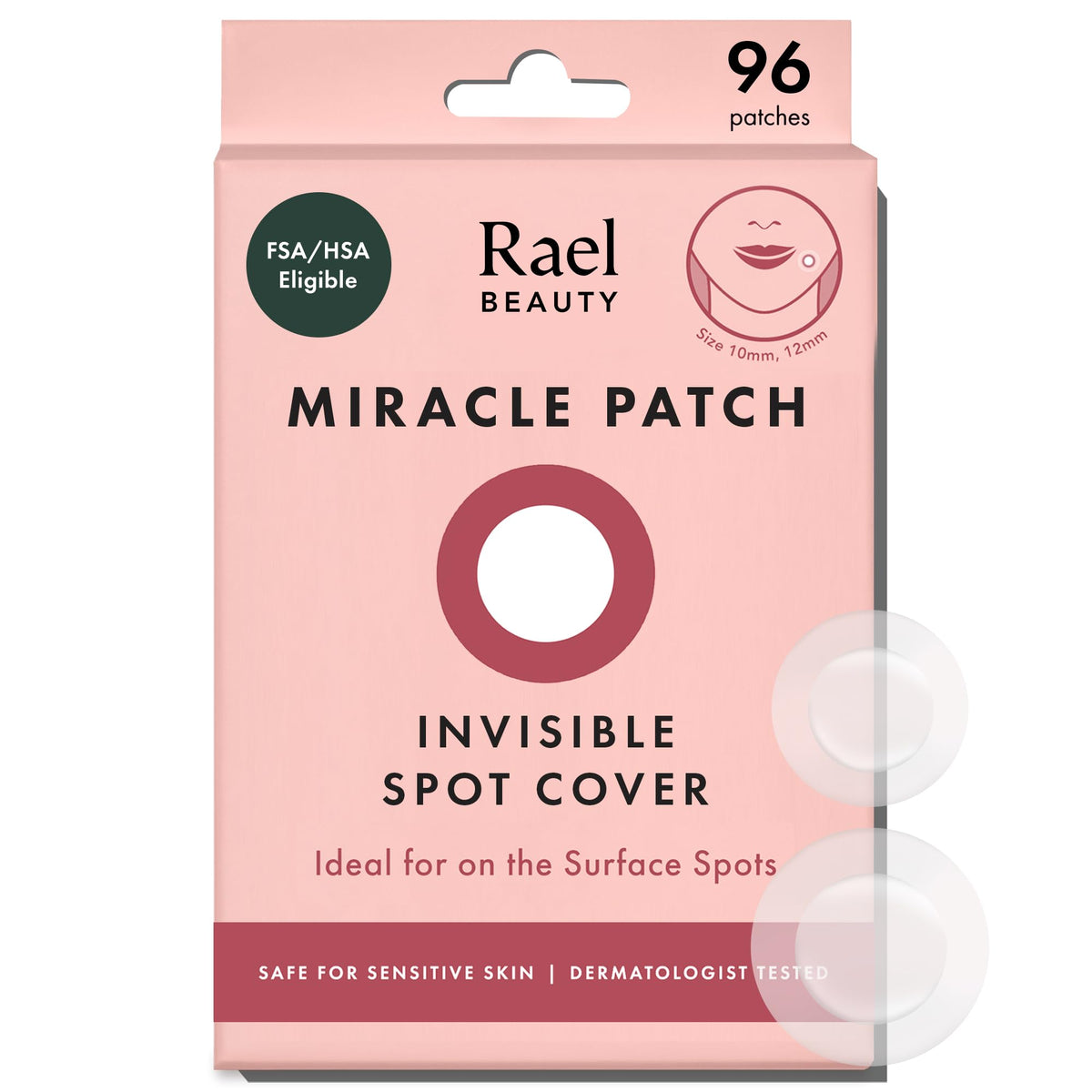 Rael Miracle Invisible Spot Cover Hydrocolloid Acne Pimple Patches (96 Ct) Rael