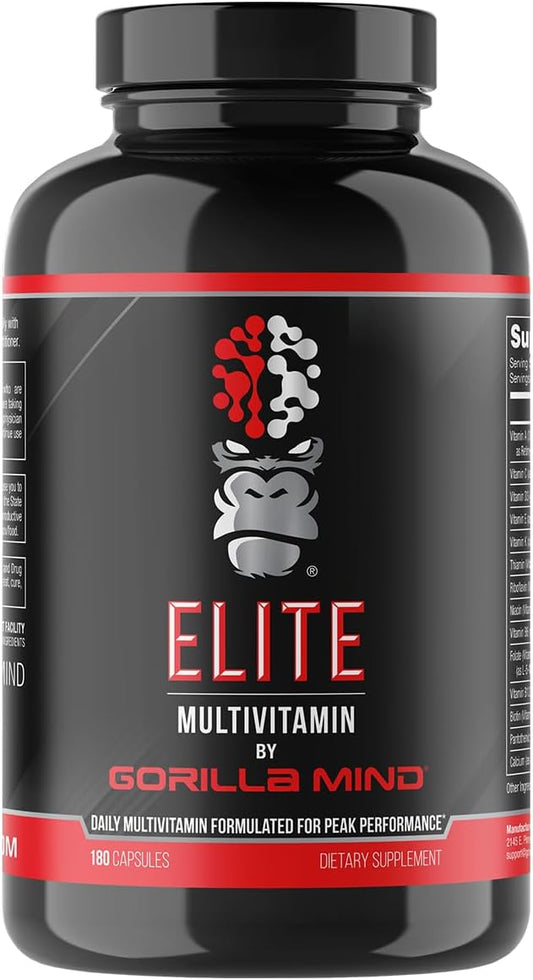 Gorilla Mind Elite Multi-Vitamin (180 Capsules) – Daily Multivitamin Formulated for Peak Performance | 27 Nutrients to Backfill Micronutrient Shortcomings