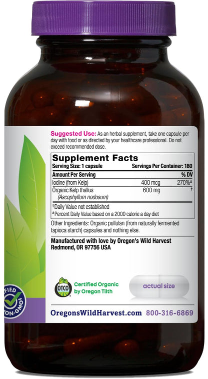 Oregon's Wild Harvest Kelp Organic Supplement | Natural Source of Iodine | Vegan Capsules, 90 Count Gsupps Australia