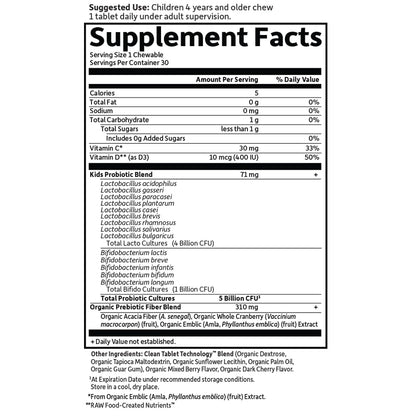 Garden of Life Dr. Formulated Probiotics Organic Kids+ plus Vitamin C & D - Berry Cherry - Gluten, Dairy & Soy Free Immune & Digestive Health Supplement Garden of Life
