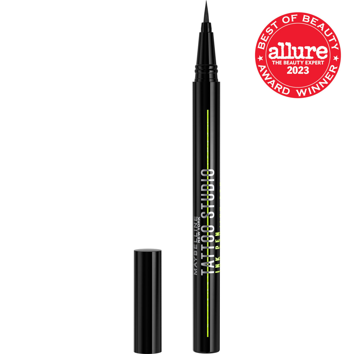 Maybelline Tattoo Studio Ink Pen Eyeliner, Waterproof & Smudge Resistant Liner, Up to 24 Hours Eye Makeup Wear, Jet Black, 1 Count MAYBELLINE