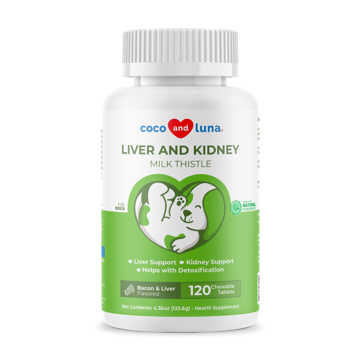 Milk Thistle for Dogs - 120 Chewable Tablets - Silymarin - Liver and Kidney Support with EPA & DHA - Detox - Liver Supplement for Dogs Coco and Luna