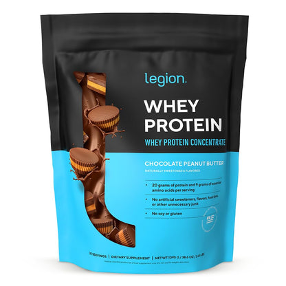 LEGION Whey Protein Powder - Naturally Flavored Whey Protein Concentrate with BCAAs - Supports Muscle Growth & Recovery, Gluten Free, No Added Sugar Protein Powder - Vanilla Flavor (30 Servings)