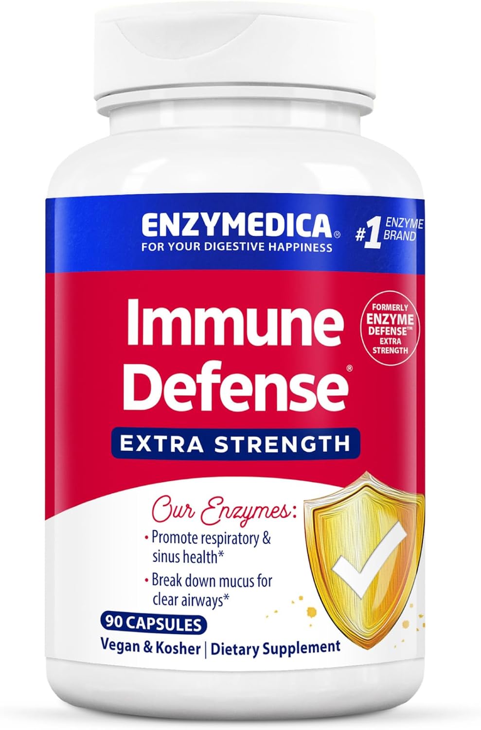 Enzymedica Immune Defense Extra Strength Caps - 90 Capsules | Proteolytic Enzyme Supplement for Men & Women, Immune Health Support Supplement with Protease, Catalase, Vegan Gsupps Australia