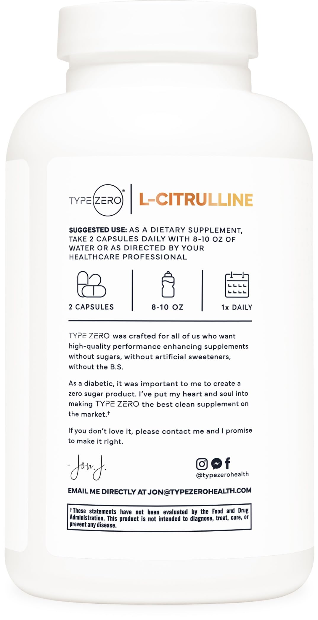 Type Zero L-Citrulline Capsules (180 Capsules) (1500 mg per Serving) - GMO-Free Type Zero buy australia supplements