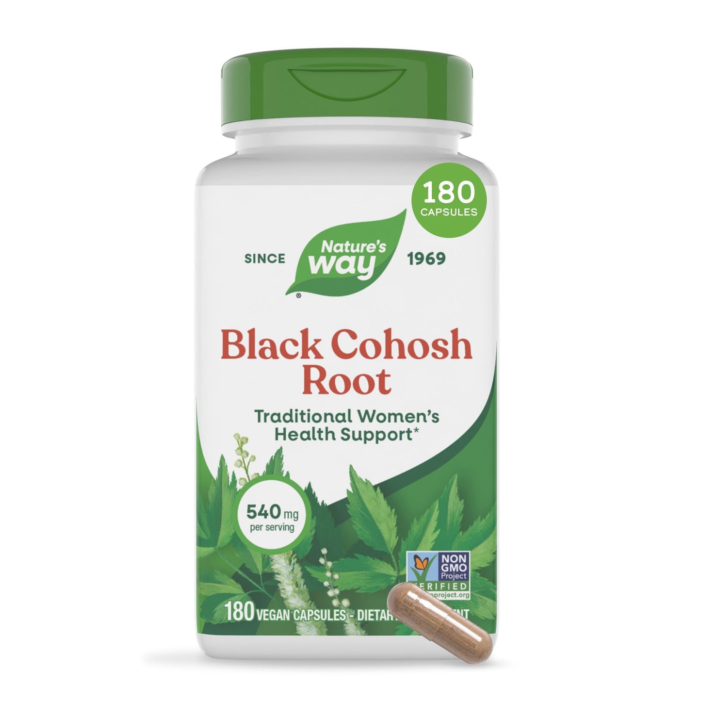 Nature’s Way Herbs Black Cohosh Root Capsules, Traditional Women’s Herbal Supplement*, Cimicifuga Racemosa Root, Nature's Way