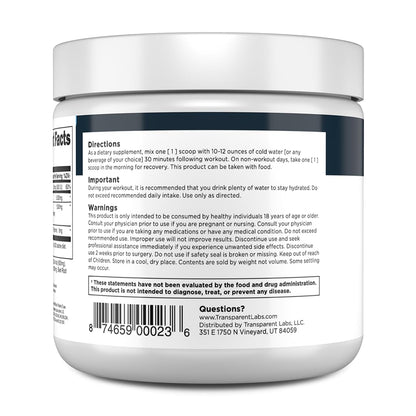 Transparent Labs Creatine HMB - Creatine Monohydrate Powder with HMB for Muscle Growth, Increased Strength, Enhanced Energy Output, and Improved Athletic Performance - 30 Servings, Unflavored