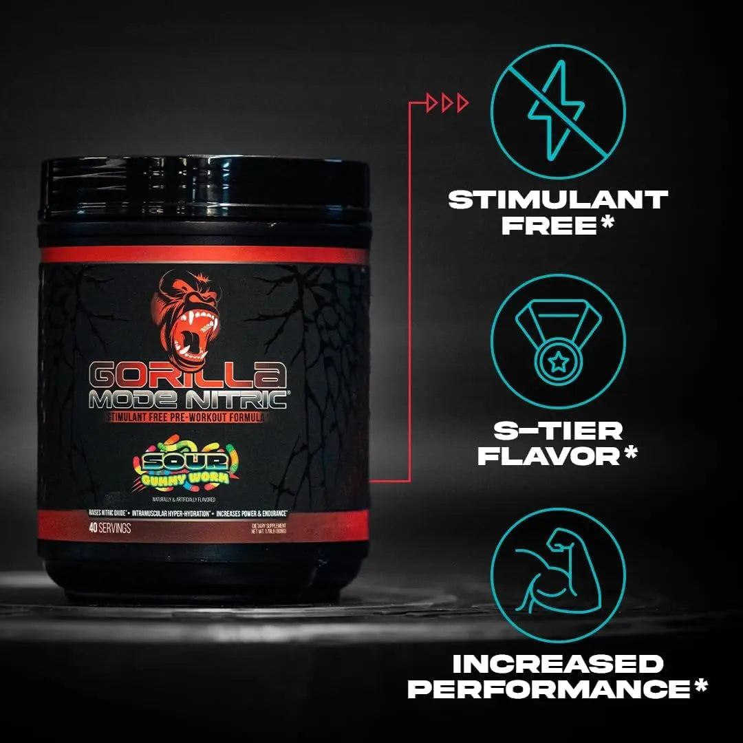 Gorilla Mode Nitric Upgraded Stimulant Free Pre-Workout – Best Tasting and Most Effective Stimulant Free Pre-Workout/Massive Pumps · Vasodilation · Power / 768 Grams (Rocket Frost) Gorilla Mind