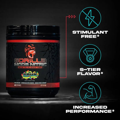 Gorilla Mode Nitric Upgraded Stimulant Free Pre-Workout – Best Tasting and Most Effective Stimulant Free Pre-Workout/Massive Pumps · Vasodilation · Power / 768 Grams (Rocket Frost) Gorilla Mind