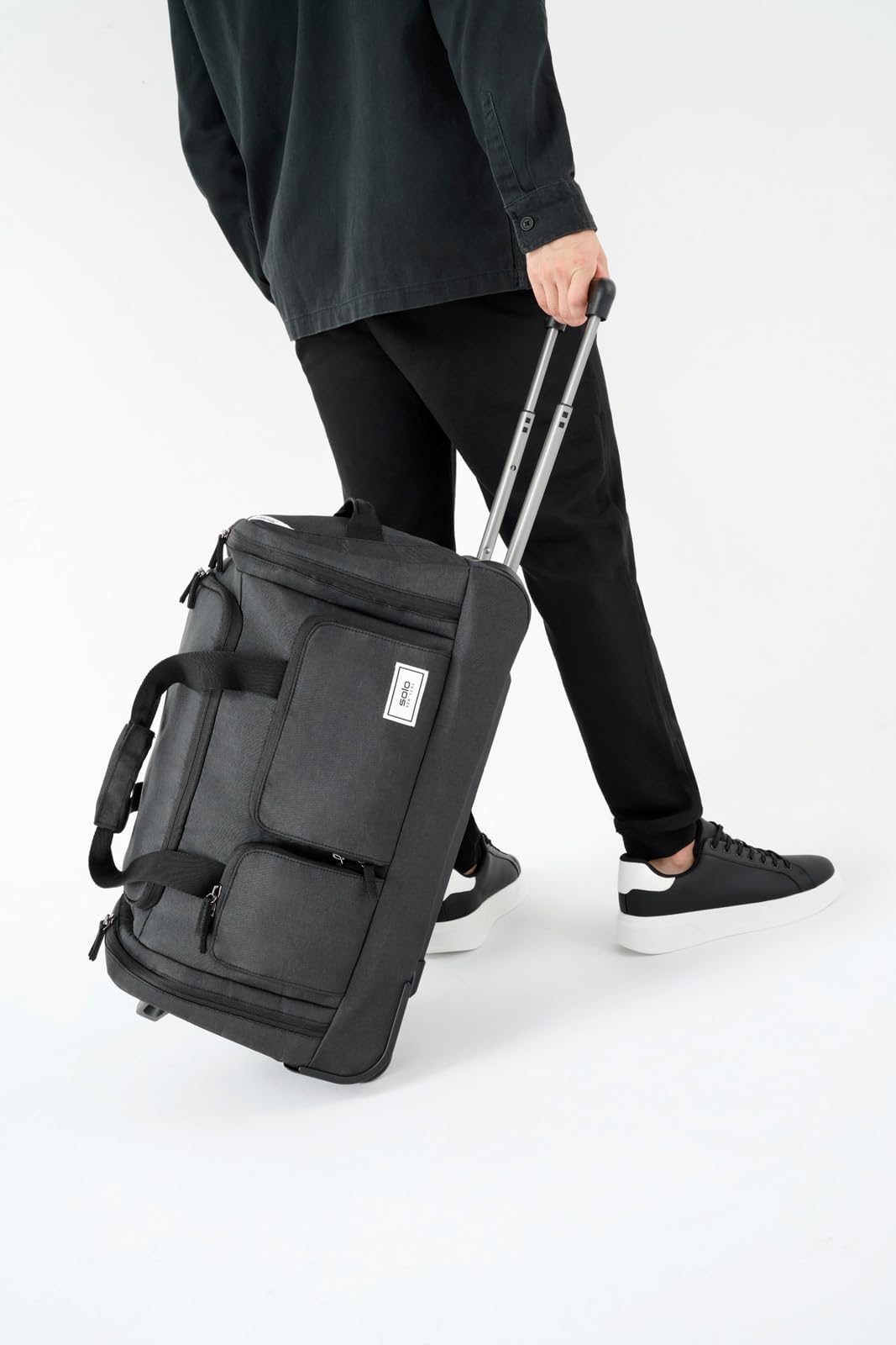 Solo New York Rolling Duffle Bag with Wheels - Wheeled Carry On Luggage for Travel, Roller Duffel for Men & Women, Telescoping Handle System, Separate Shoe & Laundry Compartment - Leroy, Gray Gsupps Australia