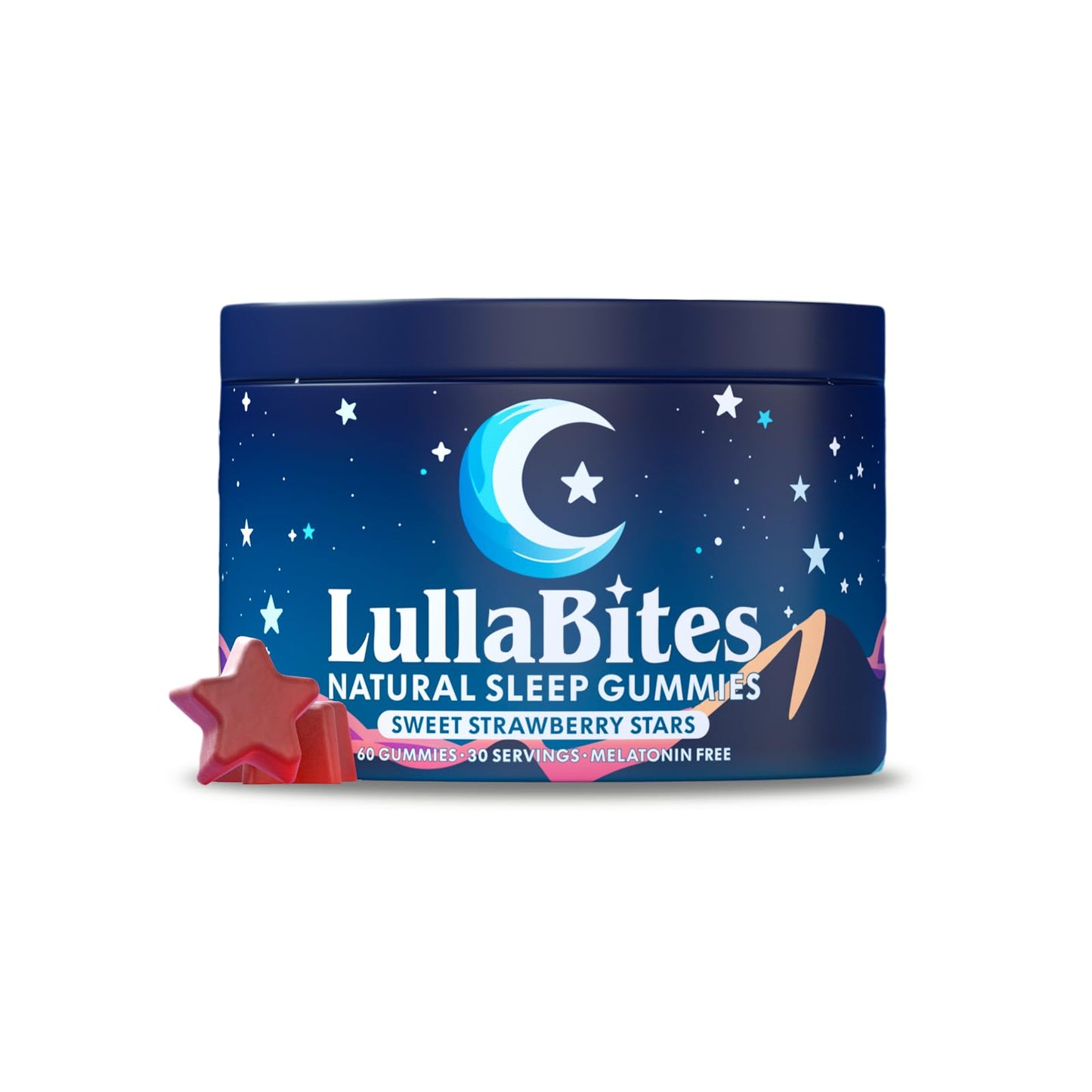 LullaBites - Natural Sleep Gummies - Made in USA - With 5-HTP, L-Theanine, Magnesium & Valerian Root - Melatonin Free - Vegan - Halal - Sugar, Gluten Free - Sweet Strawberry LullaBites