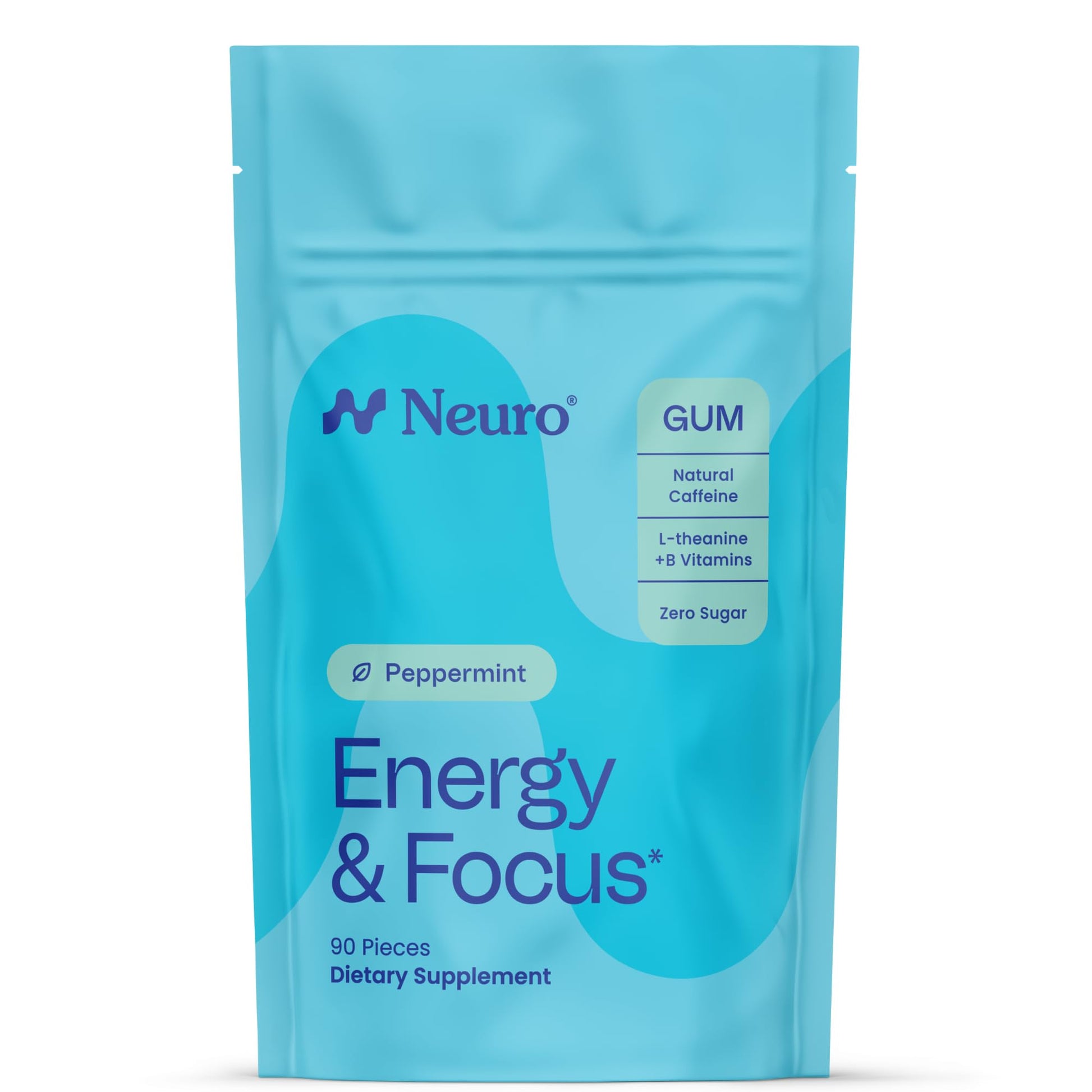 Neuro Energy & Focus Gum - 40mg Natural Caffeine Gum & Nootropic Energy Supplement with L-Theanine & B Vitamins - Sugar Free, Vegan - Peppermint, 90ct Neuro buy australia supplements