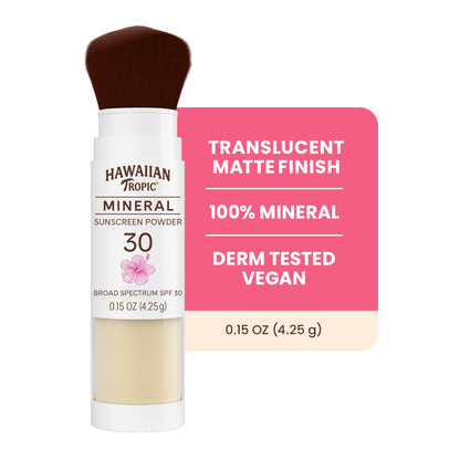 Hawaiian Tropic Mineral Powder Sunscreen Brush SPF 30, 0.15 Oz Hawaiian Tropic