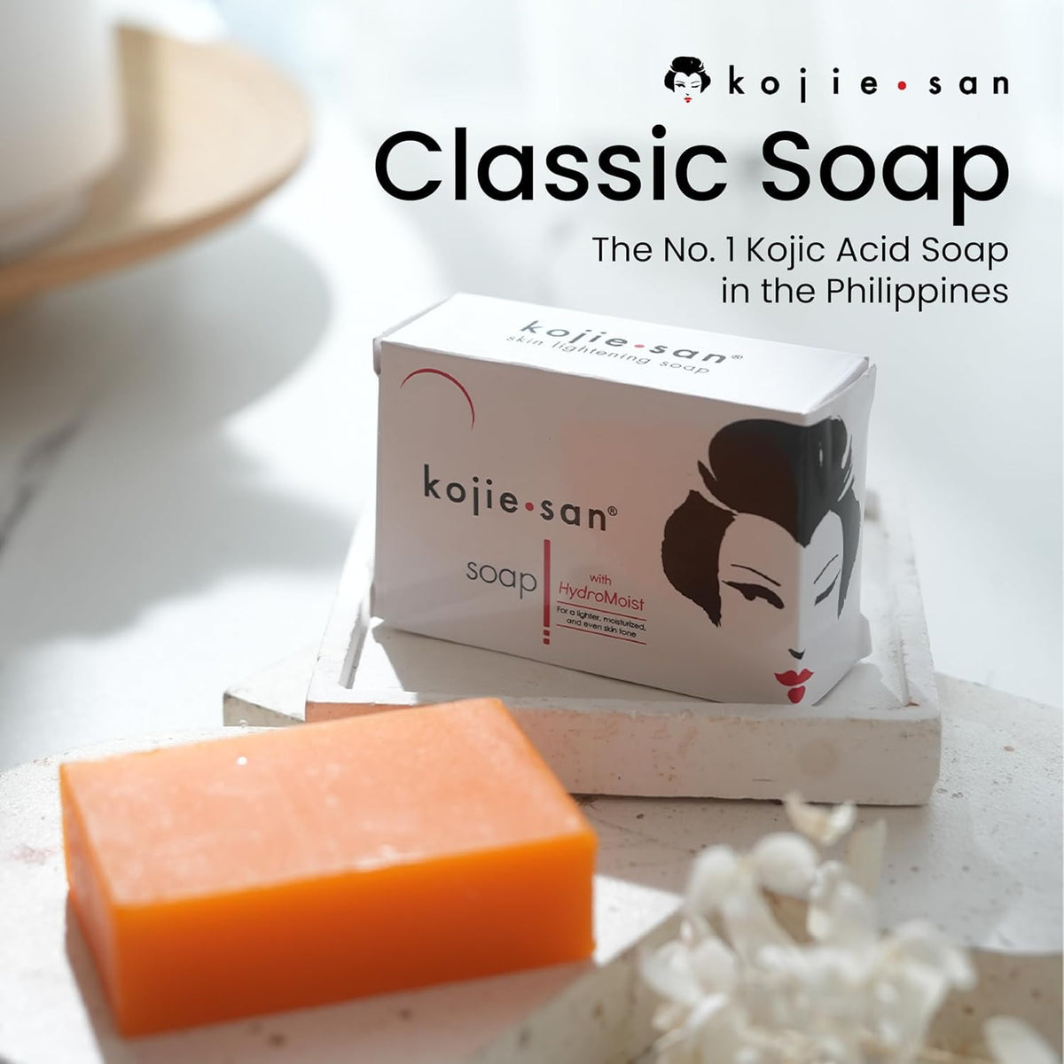 Kojie San Skin and Body Soap – Original Kojic Acid, Soap Bar with Coconut & Tea Tree Oil – 3 x 65g Bars Kojie San
