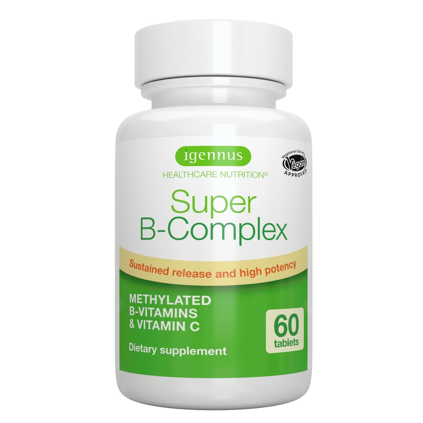 Igennus Super B-Complex Methylated B Vitamins - Sustained Release, Clean Label & High Absorption, with 5-MTHF Folate & Methyl B12, Energy, Mood & Cognitive Performance Igennus Healthcare Nutrition