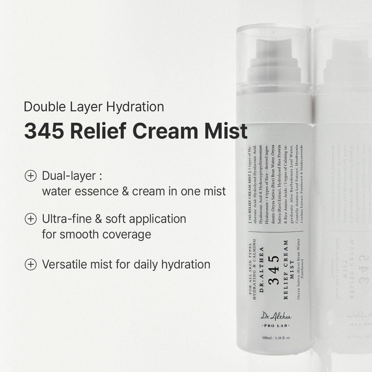 Dr.Althea 345 Relief Cream & Mist Duo, Korean Vegan Skin Care Set Dr.Althea