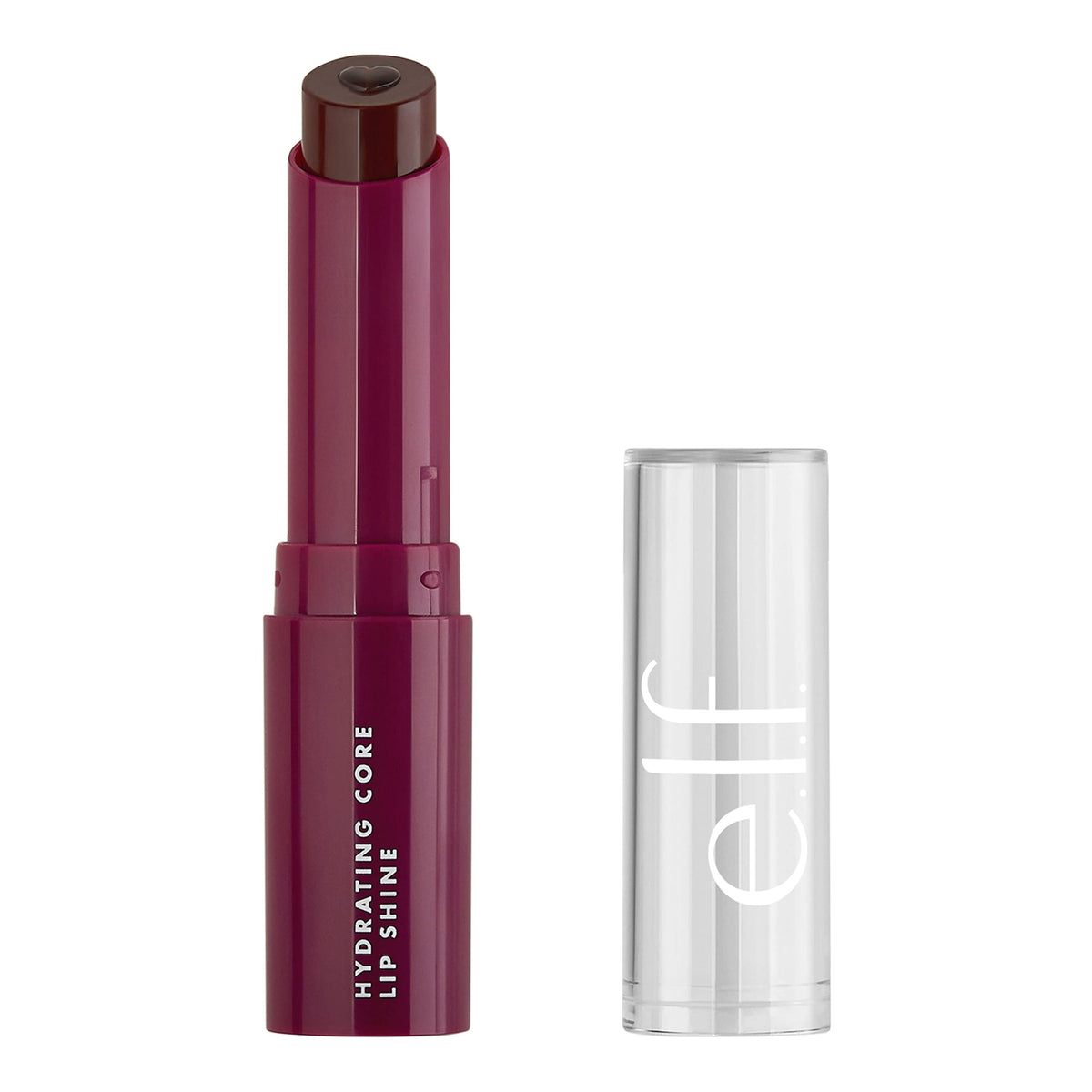e.l.f. Hydrating Core Lip Shine with Shea Butter & Vitamin E, Tinted Lip Balm for A Smooth, Glossy Finish & Long-Lasting Moisture, Ecstatic Deep Berry e.l.f.