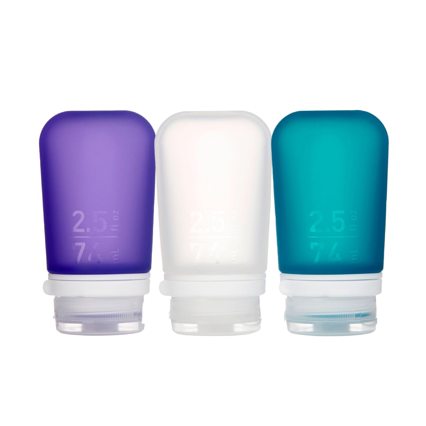 humangear GoToob+ 3-Pack, Large (3.4 fl oz), Clear/Purple/Teal | Refillable & Leak-Proof Silicone Travel Size Bottles with Locking Cap for Toiletries, Camping & TSA Carry-On Gsupps Australia