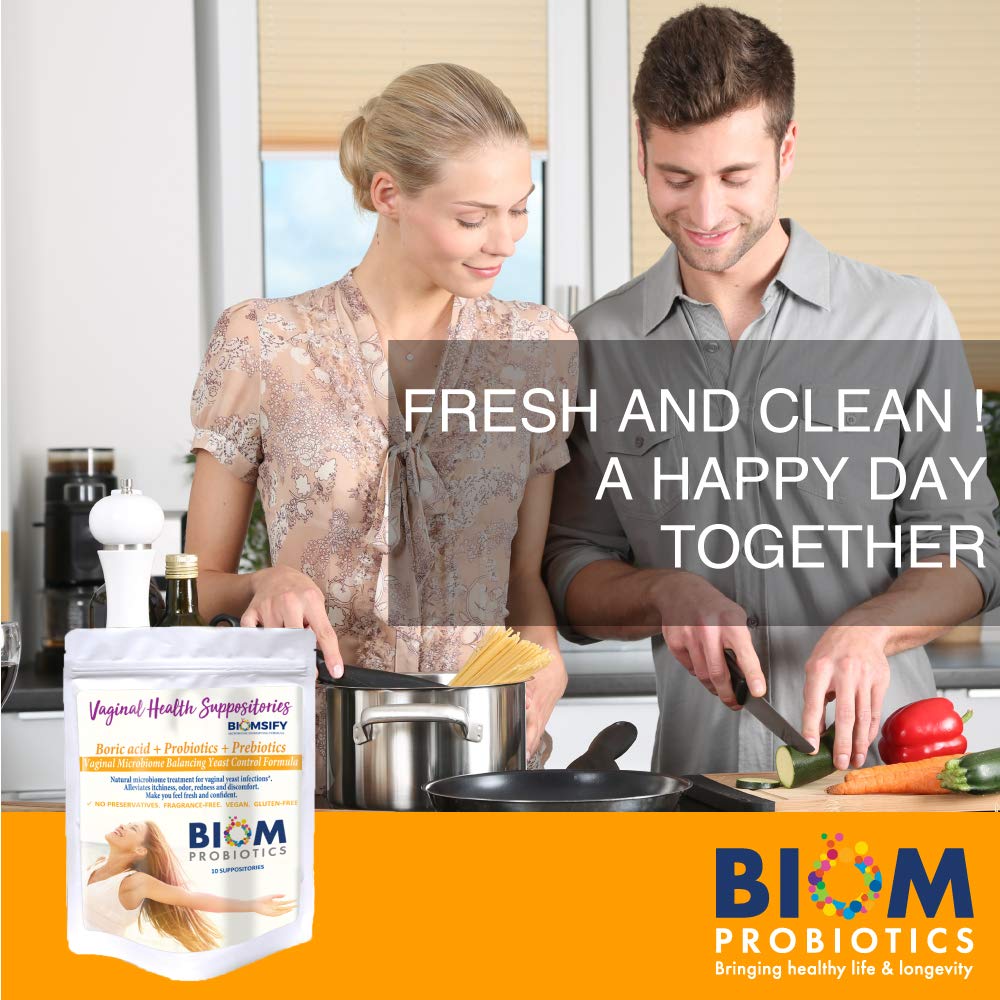 Biom Probiotics Prebiotics Boric acid Suppositories . Feminine Health Probiotic for Infections & pH Essentials VEGAN,PARABEN-FREE (10) Biom Probiotics buy australia supplements