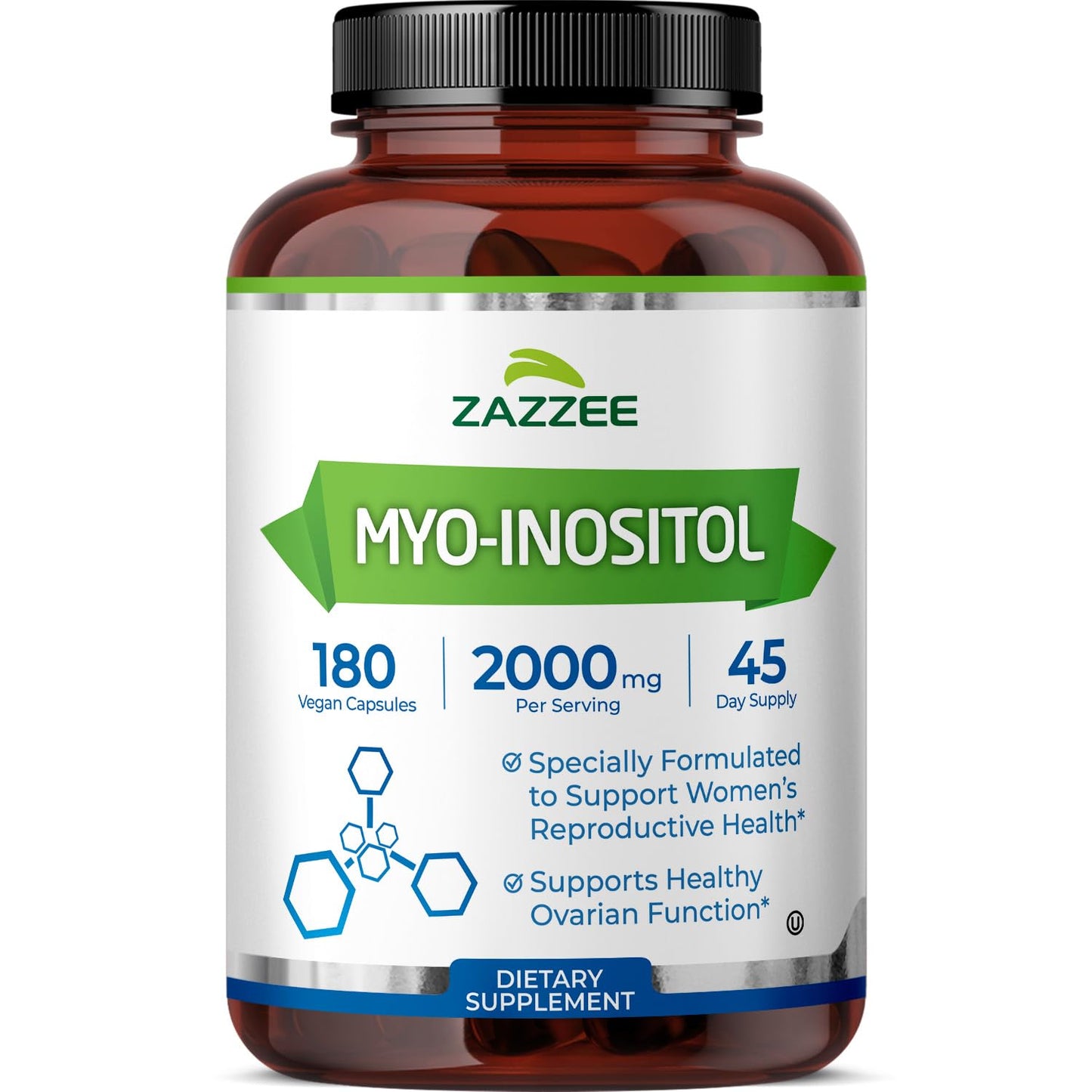 Zazzee Myo-Inositol Capsules, 2000 mg per Serving, 120 Vegan Capsules | Ideal Dosage for 40:1 Ratio, Certified Kosher, Hormone Balance & Healthy Ovarian Function Support, Non-GMO, Made in the USA Gsupps Australia