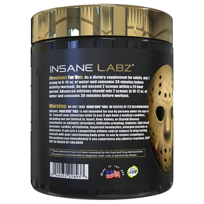 Insane Labz Psychotic Gold and Insane Veinz Gold Pre Workout Nitric Oxide Booster Stack, Increase Muscle Mass, Vascularity, Strength, Energy, Focus, Fruit Punch
