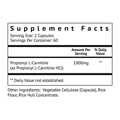 Biolor High Absorption Propionyl-L-Carnitine (PLCAR) No Artificial Fillers - Effective Propionyl L Carnitine HCL Supplement to Support Blood Circulation - 120 Capsules Biolor