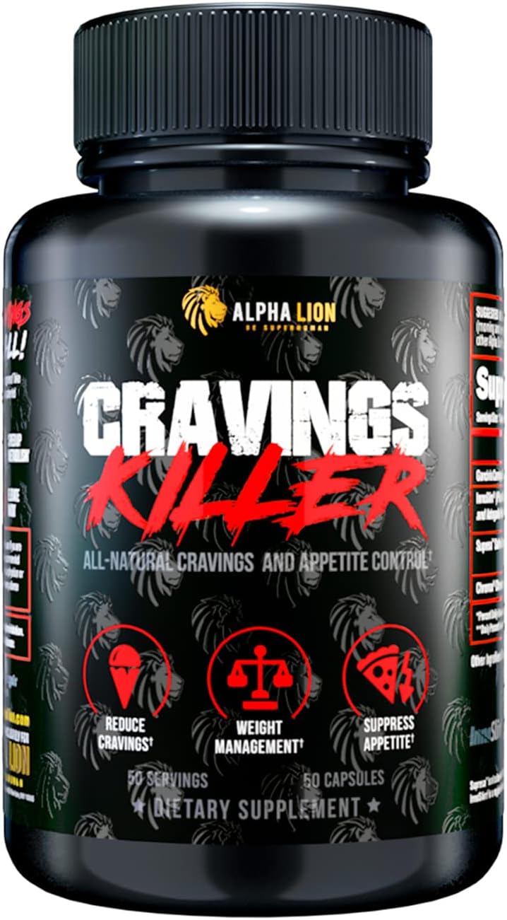 Alpha Lion Cravings Killer Supplement with Saffron Extract & Garcinia Cambogia Extract for Metabolism & Diet Support, Helps Control Hunger & More (50 Capsules)