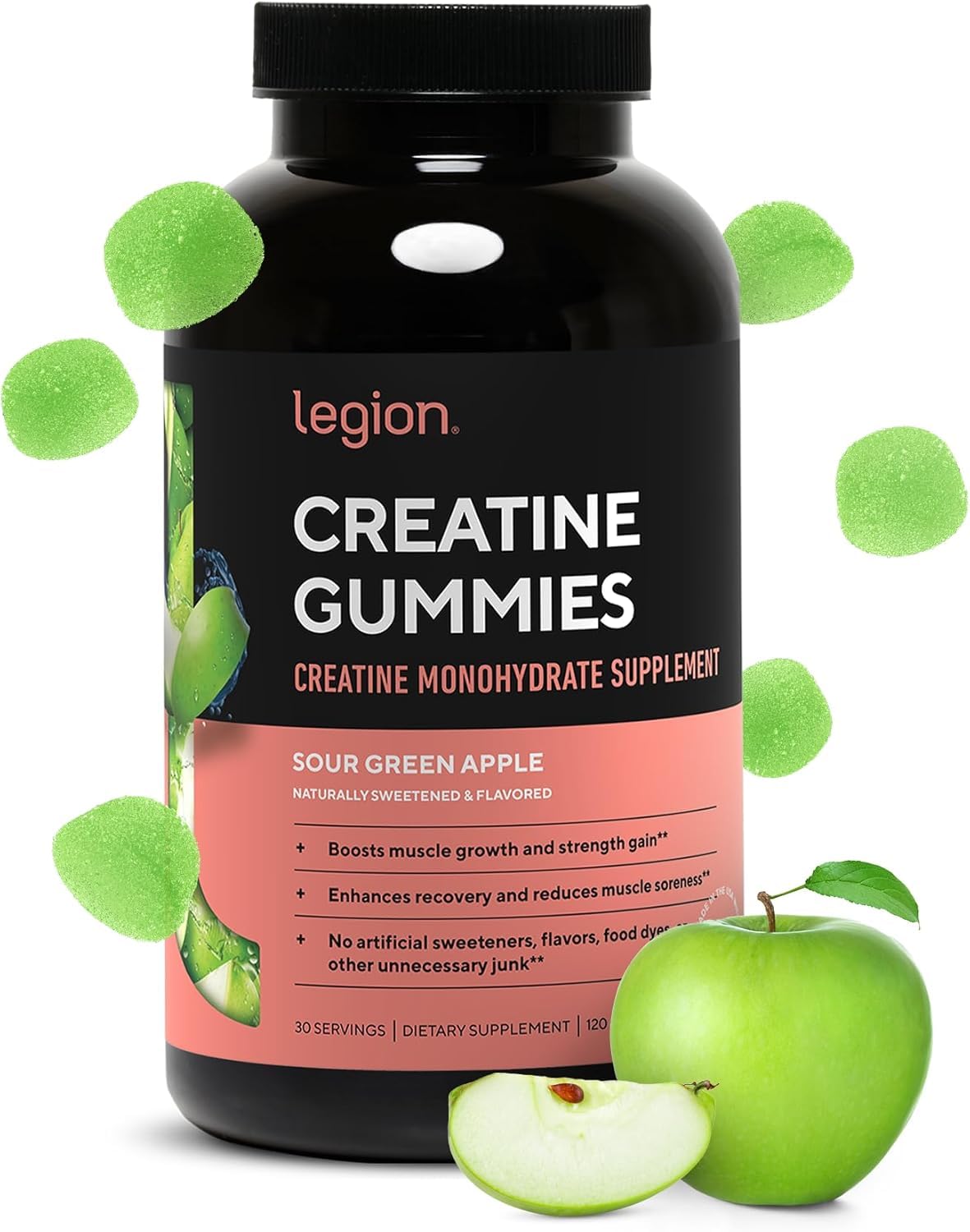 LEGION Creatine Monohydrate Gummies for Men & Women – Clean Chewable Creatine Supplement for Strength, Endurance & Muscle Recovery – 30 Lemon Drop Flavor Servings – No Artificial Flavors