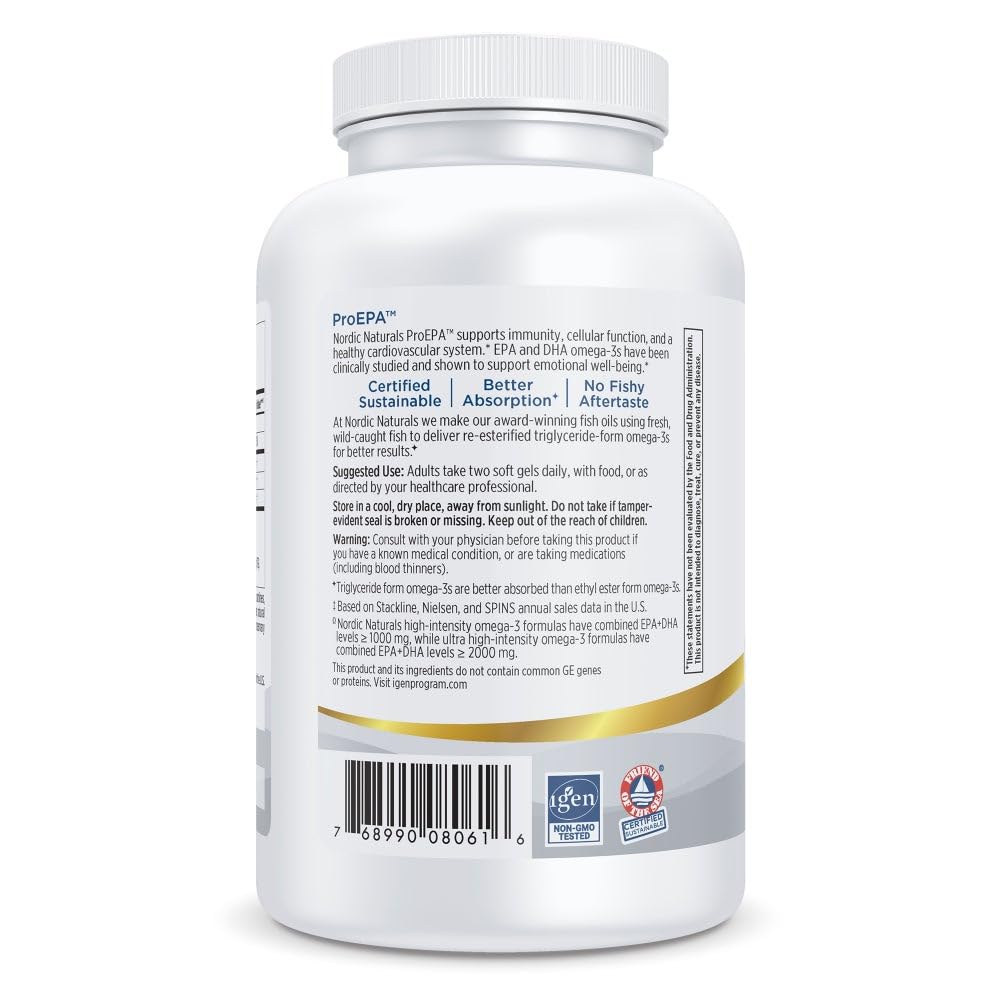 Nordic Naturals ProEPA, Lemon - 180 Soft Gels - 1210 mg Omega-3 - High-Intensity EPA Formula for Healthy Mood, Heart Health & Cellular Function - Non-GMO - 90 Servings Nordic Naturals buy australia supplements