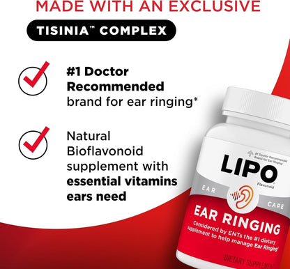 Lipo-Flavonoid Ear Ringing - Doctor-Recommended for Ringing Ears - Clinically Proven Lemon Bioflavonoid Complex with Vitamins C, B1, B2, B6, B12 Lipo-Flavonoid