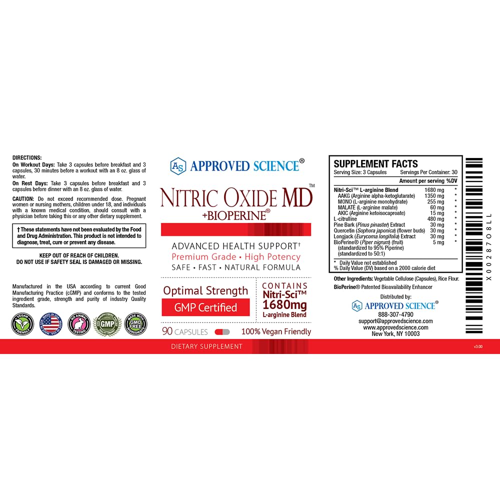 Approved Science Nitric Oxide MD - Muscle Development, Lean Body Mass, Improve Oxygen Approved Science buy australia supplements