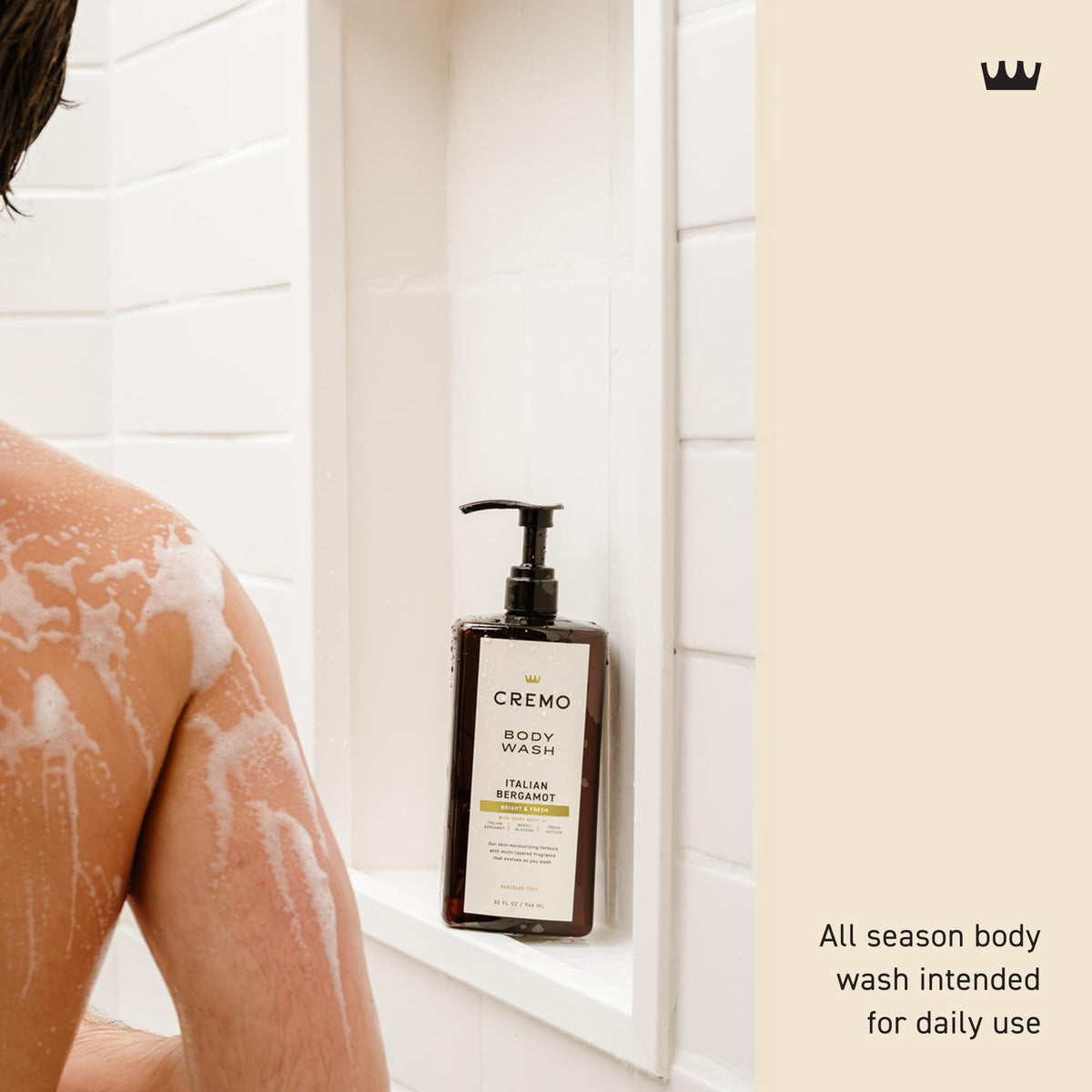 Cremo Body Wash for Men, Italian Bergamot, 32 Fl Oz Cremo