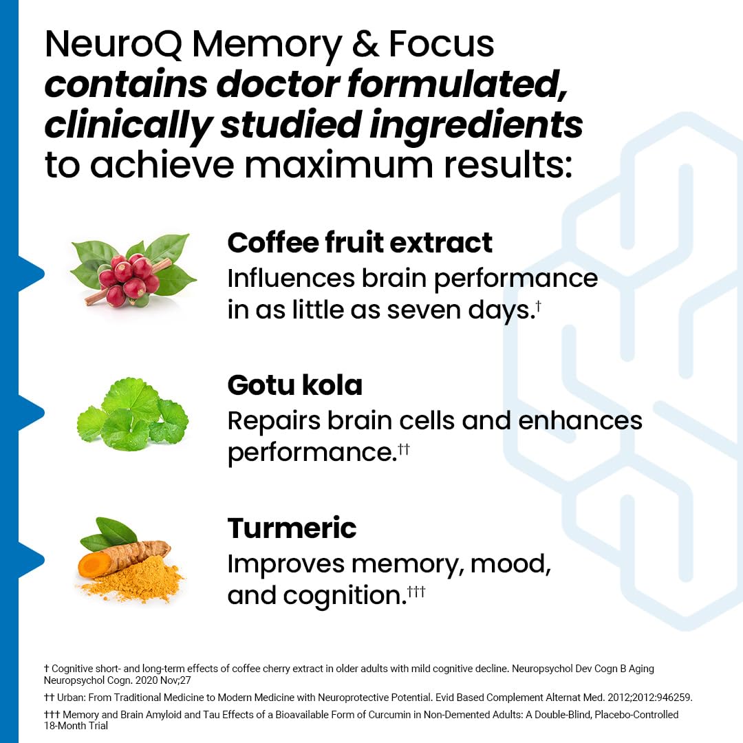 NeuroQ Memory & Focus | Formulated by Neurologist Dr. Dale Bredesen | Addresses All 4 Causes of Cognitive Decline | Ginkgo Biloba, Phosphatidylserine, Gotu Kola, LifeSeasons