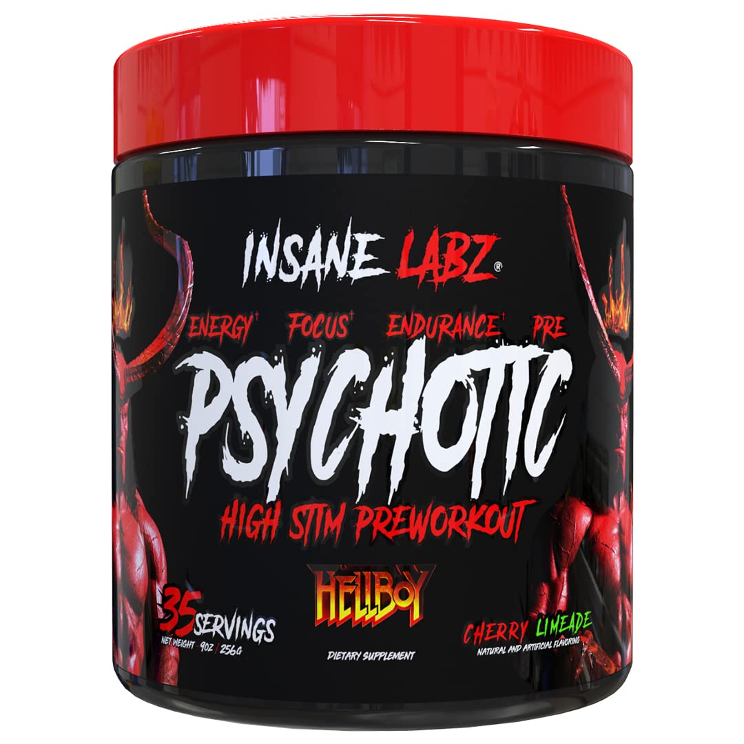 Insane Labz Hellboy Edition, High Stimulant Pre Workout Powder and NO Booster with Beta Alanine, L Citrulline, and Caffeine, Boosts Focus, Energy, Endurance, Nitric Oxide Levels, 35 Srvgs, Fruit Punch