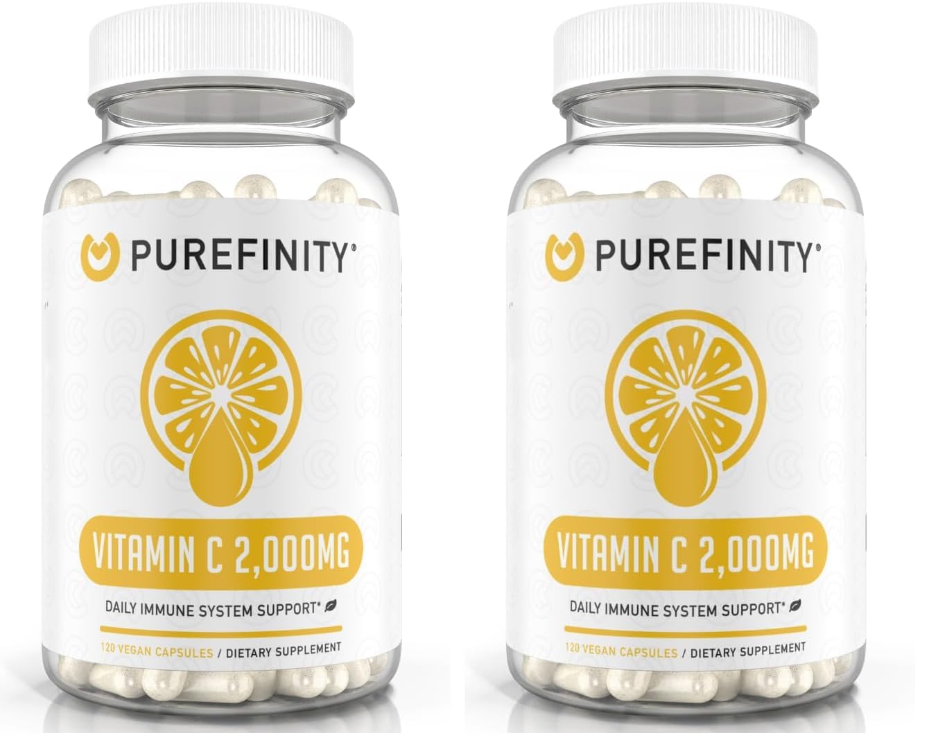PUREFINITY Vitamin C 2000mg Capsules – Double Strength, High Absorption Supplement, Powerful Antioxidant Properties, 120 Capsules (1 Month Supply)