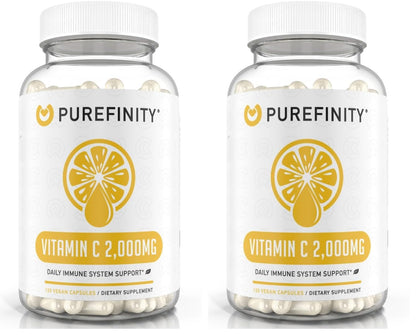 PUREFINITY Vitamin C 2000mg Capsules – Double Strength, High Absorption Supplement, Powerful Antioxidant Properties, 120 Capsules (1 Month Supply)