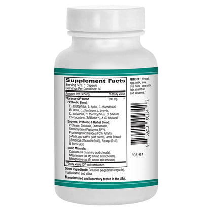 AST Enzymes Floracor - Supports Gut & Intestinal Health - Premium Probiotic, Prebiotic and Enzyme Formula - 60 Vegetarian Capsules AST Enzymes