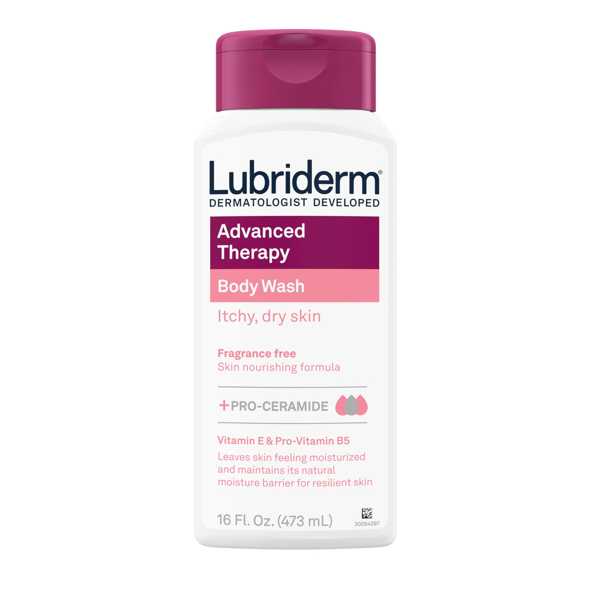 Lubriderm Advanced Therapy Unscented Body Wash, Vitamin E, 16 fl. Oz Lubriderm