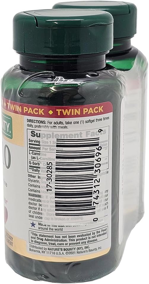 Nature's Bounty CoQ10 100mg Twin Pack, 60 Count, 2 Pack Gsupps Australia