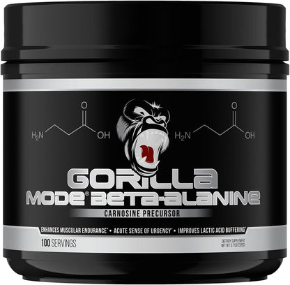 Gorilla Mind Beta-Alanine Carnosine Precursor,Enhanced Muscular Endurance, 3.2 Grams per Servings