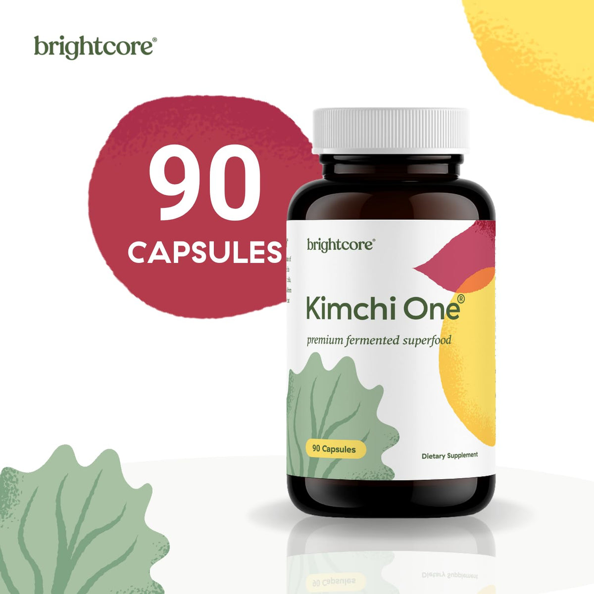 Brightcore Nutrition - Kimchi One, Kimchi Powder Capsules, Probiotics, Enzymes, & Antioxidant Supplement, Premium Gut Health Superfood Brightcore