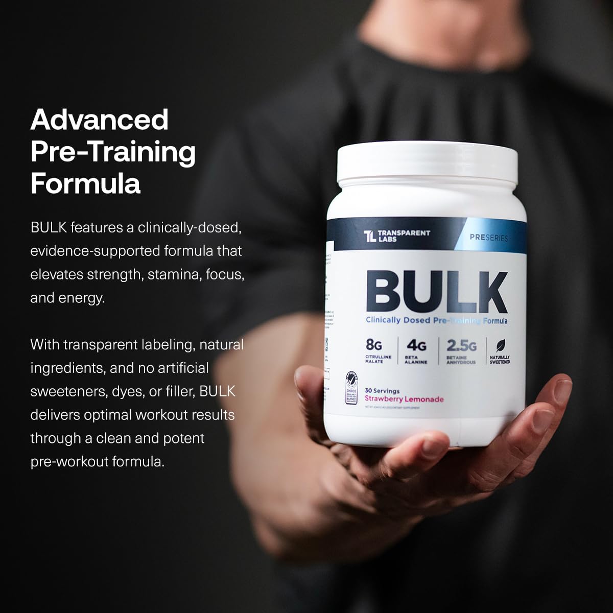 Transparent Labs Bulk Pre Workout Powder for Muscle Building and Strength - 30 Servings, Blue Raspberry & Bulk Black Pre Workout with Beta Alanine - 30 Servings, Cherry Kiwi