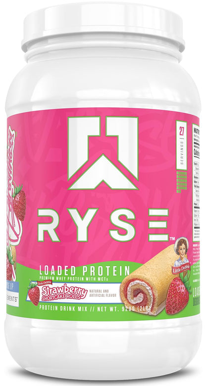 RYSE Loaded Protein Powder - Jet-Puffed Marshmallow - 25g Whey Protein Isolate & Concentrate with Prebiotic Fiber & MCTs - Low Carb, Low Sugar, Digestive-Friendly - 27 Servings / 2 lb Tub